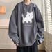 Round Neck Sweatshirt Men's Spring Autumn Retro Long Sleeved Top Jacket_viptrois.com