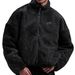 Men's Fleece Lined Zip Up Jacket - Winter Warm Streetwear Coat With Stand Collar, Loose Fit For Casual Daily Wear (Black, Dark Grey, Brown)_viptrois.com