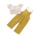 Girls spring and autumn 2024 new European and American popular small floral sleeveless top + solid color suspenders two-piece suit_viptrois.com