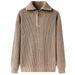 POLO Collar New Men's Autumn Winter Turtleneck Knit Korean Style Thickened Half Zip Sweater_viptrois.com