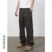 Nirben Men's Style Solid Color Sweatpants Elastic Waist Loose Flare Casual Wide Leg Sports Pants_viptrois.com