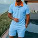 Summer Men's Polo Shirt And Shorts Set European American Style Casual Sportswear Trendy Two-Piece Clothing Short Sleeved_viptrois.com