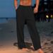 Men's Clothing Men's Linen Trousers Summer Beach Pants Front Pocket Solid Color Breathable Casual Daily Vacation Basic Style_viptrois.com