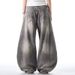 Men's Clothing Street Ink Wash Jeans Spring Retro And Handsome Vintage Wide Leg Scimitar Pants_viptrois.com