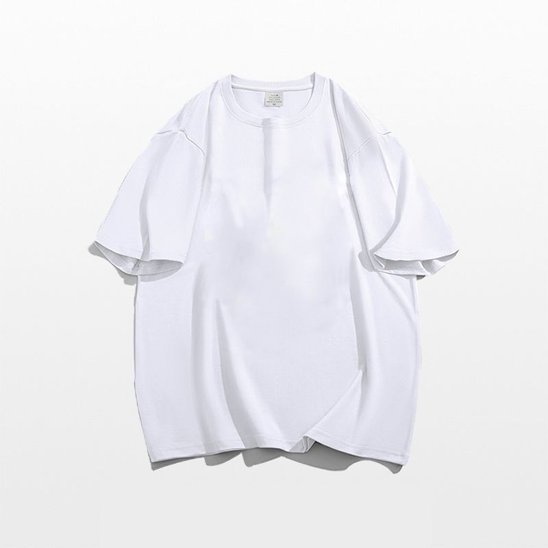 Heavy 260g Three-pin Combed Cotton Summer Short-sleeved T-shirt Men's Simple Bare Body Solid Color Regular Crew Neck T-shirt_viptrois.com