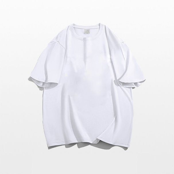 Heavy 260g Three-pin Combed Cotton Summer Short-sleeved T-shirt Men's Simple Bare Body Solid Color Regular Crew Neck T-shirt_viptrois.com