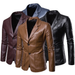 2024 Men Slim Autumn New Causal Vintage Leather Jacket Coat Men Design Motorcycle Biker Zipper Pocket PU Leather Jacket Coat_viptrois.com