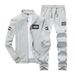 Men's Trendy Sportswear Set | Zip-Up Hoodie & Joggers | Lightweight Acetate Blend | Street Style (Gray/Black/Navy/White)_viptrois.com
