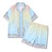 Men's Clothing Retro Palace Digital Printing Leisure Suit Beach Loose Short Sleeved Shirt Shorts_viptrois.com