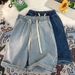 Men's Summer Denim Shorts New Style Thin Elastic Waist Loose Fit Wide Leg Casual Five Point Pants Versatile_viptrois.com