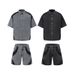 Men's Clothing Retro Personality Washed Short Sleeved Jeans Suit Fashionable Design Loose Casual Trendy Denim Suit_viptrois.com