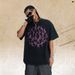 American Hip-Hop Short-Sleeve Loose Fit For Men And Women, Spring/Summer Couple's Washed High-Street Rhinestone_viptrois.com