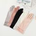 Sun protection gloves ladies summer UV protection black lace thin mid-length touch screen non-slip outdoor ice feeling breathable_viptrois.com