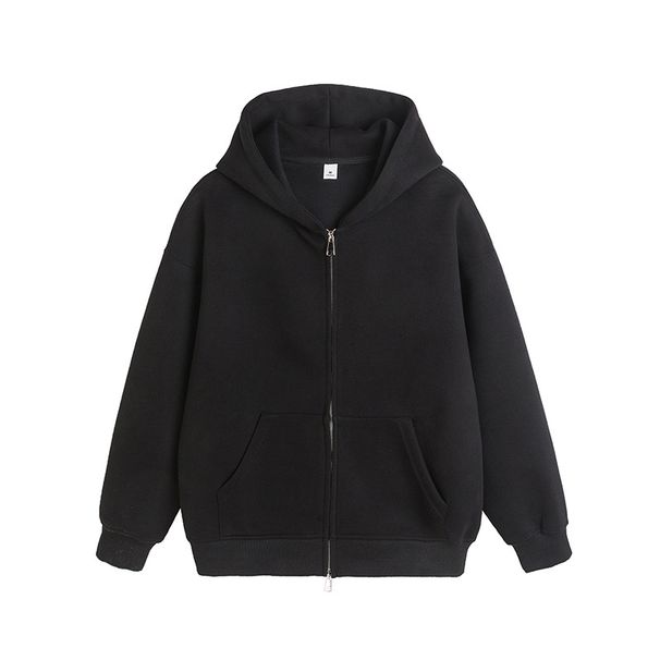 Unisex Heavyweight Zip-Up Hoodie – Dual-Zipper Streetwear Jacket With Kangaroo Pockets (Polyester, Black/Navy/Heather Grey, M-3XL)_viptrois.com