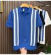 Men's Striped Knit Polo Shirt - Breathable Summer Short Sleeve, Slim Fit & Colorblock Design (Black, White, Blue)_viptrois.com