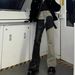 men's and women's urban RO style splicing coated micro-flare stacked wax pants for men and women same style heavy trendy jeans_viptrois.com