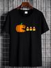 Funny Halloween Pumpkin Eating Candy Corn Gamer Men T-Shirt Unisex Versatile Graphic Women Print Round Neck Short Sleeve Comfortable Fashion Stylish Women Top Graphic Tees Soft Casual Stretched Summer Slightly Breathable Designer Clothes_viptrois.com