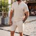Men's Clothing New High End Style Bark Wrinkled Short Sleeved T Shirt Men's Tang Suit Shorts Top Suit_viptrois.com