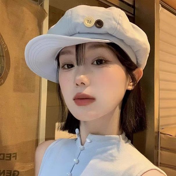 Spring Summer New Button Handmade Beret Fashion Design Versatile Cloud Internet Celebrity Street Style Octagonal Hat For_viptrois.com