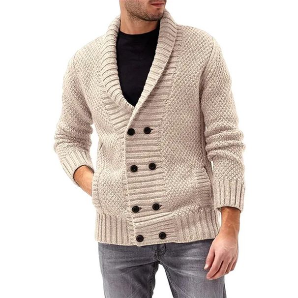 Men's Clothing Men's Knitted Tops Autumn And Winter New Fashion Simple Solid Color Men's Comfortable Long Sleeve Lapel Long_viptrois.com