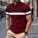Men's Slim-Fit Color Block T-Shirt - Summer Short Sleeve Round Neck Casual Tee (White, Light Gray, Dark Gray, Black, Burgundy, Orange)_viptrois.com