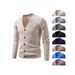 Men's V-Neck Knit Cardigan Sweater - Warm & Stylish Long Sleeve Pullover For Casual & Business Casual Wear_viptrois.com