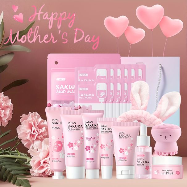 Gentle 10pcs Sakura Skincare Set Day & Night For All Light Beige Types - Travel Moisturiser, Holiday Gift._viptrois.com