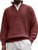 Men's Stylish Half-Zip Polo Sweater - Breathable Wool Blend Knit, Comfortable Long Sleeve Stand Collar Pullover For Casual & Office Wear_viptrois.com