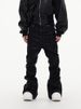 Men's Clothing new niche dark wax coating ribbon slightly elastic wide leg flared mopping piled denim trousers trend_viptrois.com