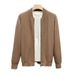 Spring And Autumn Double Zipper Solid Color Sweater Cardigan Simple Korean Version Baseball Collar Stretch Slim Fit_viptrois.com