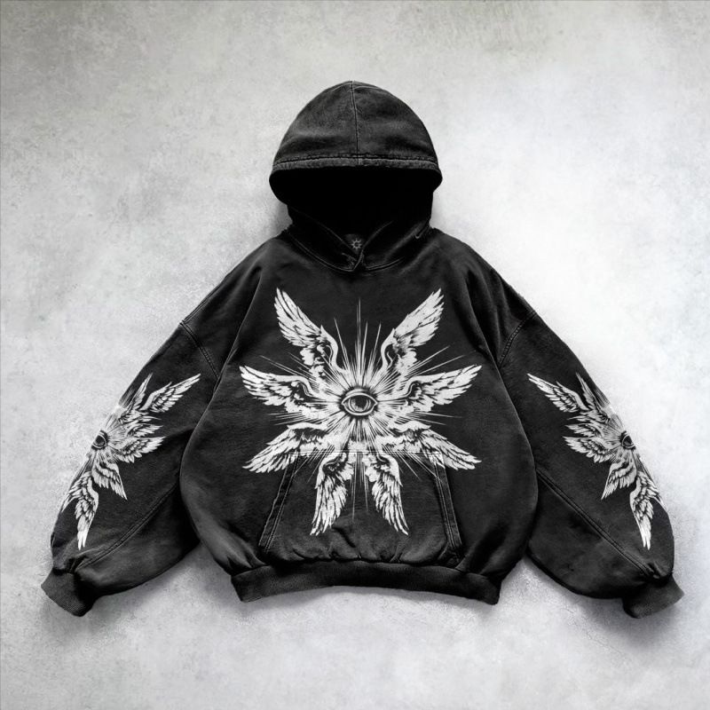 Y2K Retro Hoodie – Anime Print Streetwear Pullover (S-3XL, 70% Polyester, Oversized Fit, Unisex Vintage Aesthetic)_viptrois.com