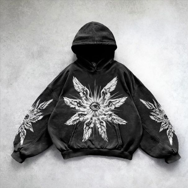 Y2K Retro Hoodie – Anime Print Streetwear Pullover (S-3XL, 70% Polyester, Oversized Fit, Unisex Vintage Aesthetic)_viptrois.com