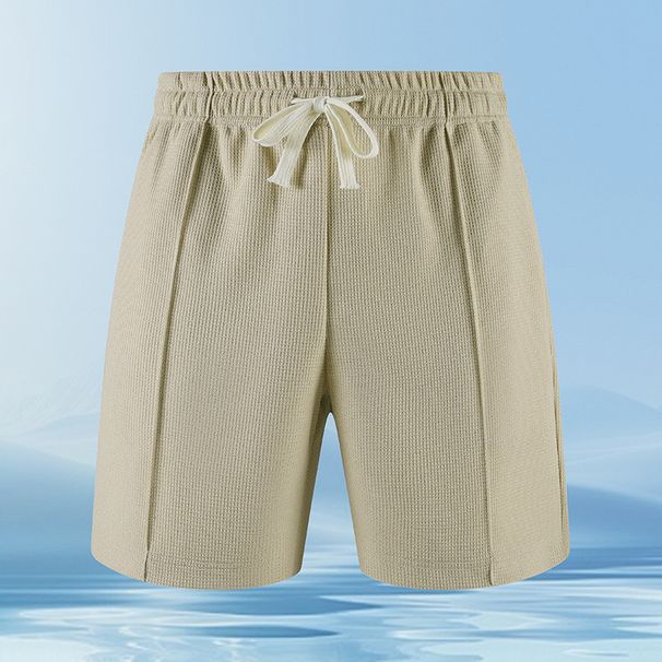 Casual Five Quarter Pants 2025 New Style Teenagers, Loose, Simple, Solid Color, Fashionable, Elastic Waist, Mesh Shorts_viptrois.com