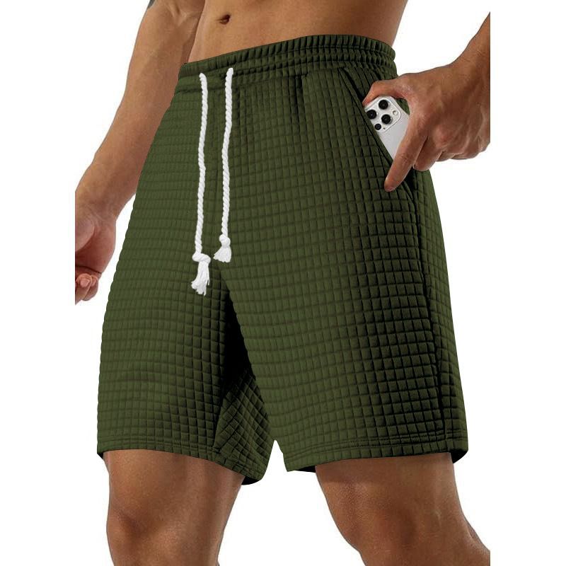 Men's Clothing Summer Shorts Men's Outer Wear Loose New Solid Color Small Square Sports Casual Straight Pants_viptrois.com