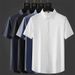 Men's Ice Silk Short Sleeve Shirt Thin Wrinkle Resistant Breathable Elastic High Quality Business White Shirt_viptrois.com