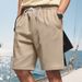 Men's Clothing Summer Casual Sports Wool Button Sports Casual Beach Solid Color Shorts_viptrois.com