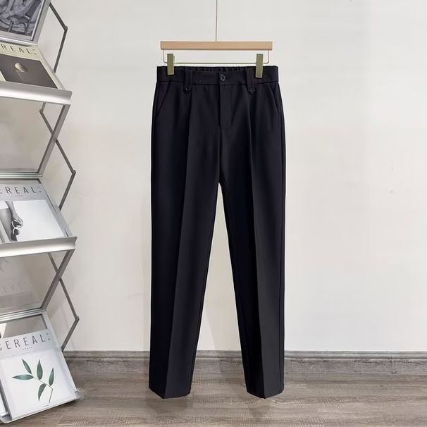 Men's Slim Fit Cropped Business Suit Trousers Casual Summer Thin Trendy Drapey Sophisticated Cool Bottoms_viptrois.com