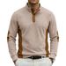 Men's Corduroy Polo Shirt – Relaxed Fit Long-Sleeve Ribbed Collar Shirt (White/Red/Green/Blue/Beige/Brown, Sizes S-Xxxl)_viptrois.com