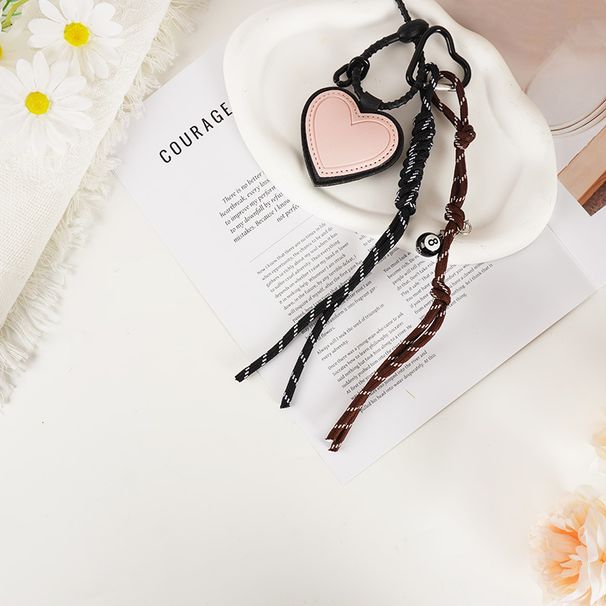 Bag Charm New Bag Hanging Love Bag Pendant Pink Peach Heart Braided Rope Lanyard Leather Keychain Pendant_viptrois.com