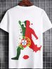 T-shirt Uomo Cotone Stampa Totale Girocollo Base Bianca Stampa Rosso Verde Elastica Traspirante Resistente Sportivo Casual Vestibilità Regolare_viptrois.com