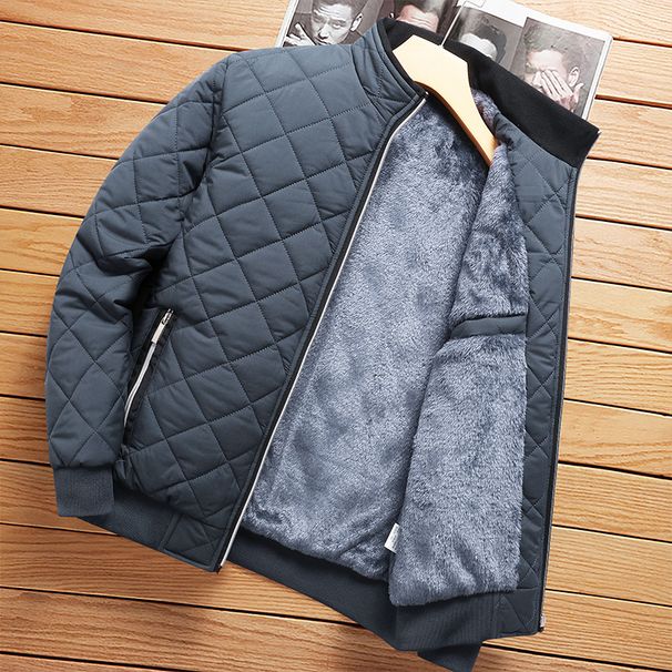 Winter Men's Jacket Stand Collar Fleece Lined Thickened Dad Style Loose Warm Cotton Coat Versatile Trendy European Size_viptrois.com