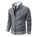 Pure 2025 Cross-Border Autumn Plaid Jacket Stand Collar Slim Fit Long Sleeve Casual Sweater Men's Fashion Coat_viptrois.com