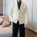 Men's V-Neck Cardigan Sweater – Lightweight Shawl Collar Knit For Business & Casual Wear (Apricot/Black/Green, M-XXXL)_viptrois.com