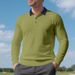 Men's Classic Polo Shirt – Premium Cotton Blend Long Sleeve Business Casual Top (White/Army Green/Khaki, S-XXXL)_viptrois.com