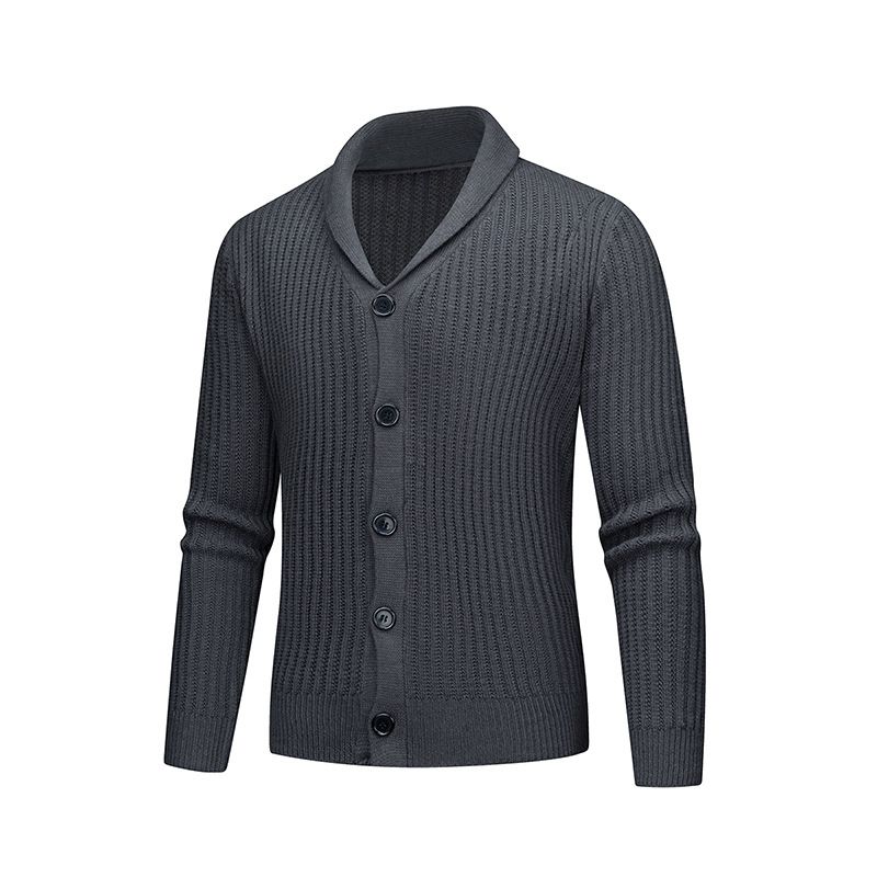 Men's Button-Up Cardigan Sweater (Winter-Ready, 100% Acrylic, Machine Washable, Ribbed Hem, Slim Fit, British-Inspired Striped Knit, M-XXXL)_viptrois.com