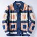 Men's Vintage Crochet Knit Cardigan Long Sleeve Openwork Shirt Casual Loose Fit Boho Style Fashion Trends_viptrois.com