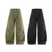Men's Cargo Pants – Streetwear Vintage, 100% Cotton, Multi-Pocket & Wide-Leg Design (Black/Army Green/Khaki/Charcoal, S-XL)_viptrois.com