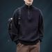 Men's Half-Zip Sweater – Oversized Knit Pullover With Stand Collar (Gray/Black/Green/Beige, M-3XL)_viptrois.com