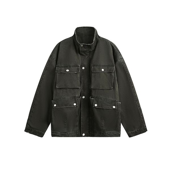 Beijie Clothing American Style Trendy Brand 2025 Autumn New Heavy Washed Workwear Jacket Men's Multi-Pocket Retro Coat_viptrois.com