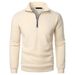 Men's Stand Collar Sweatshirt - Slim Fit, Lightweight Polyester, Zipper Front (Black/White/Beige/Light Gray/Burgundy/Khaki)_viptrois.com